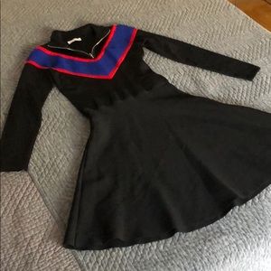 Sandro Black Long Sleeve Aline Varsity Dress